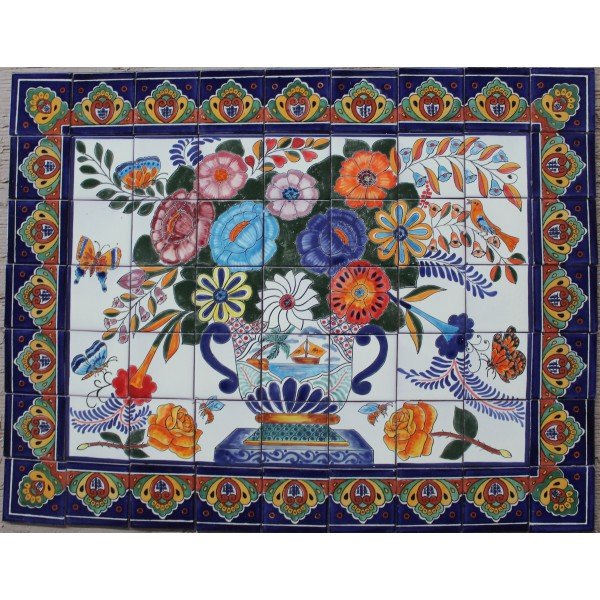 Mexican Talavera Mural Flores 4